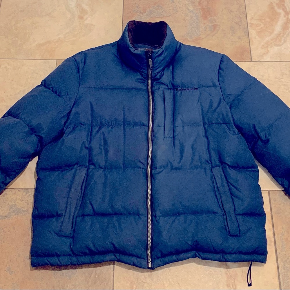 Vintage 90’s Timberland Embroidered Logo Goose Down Puffer Jacket Men’s Size XL